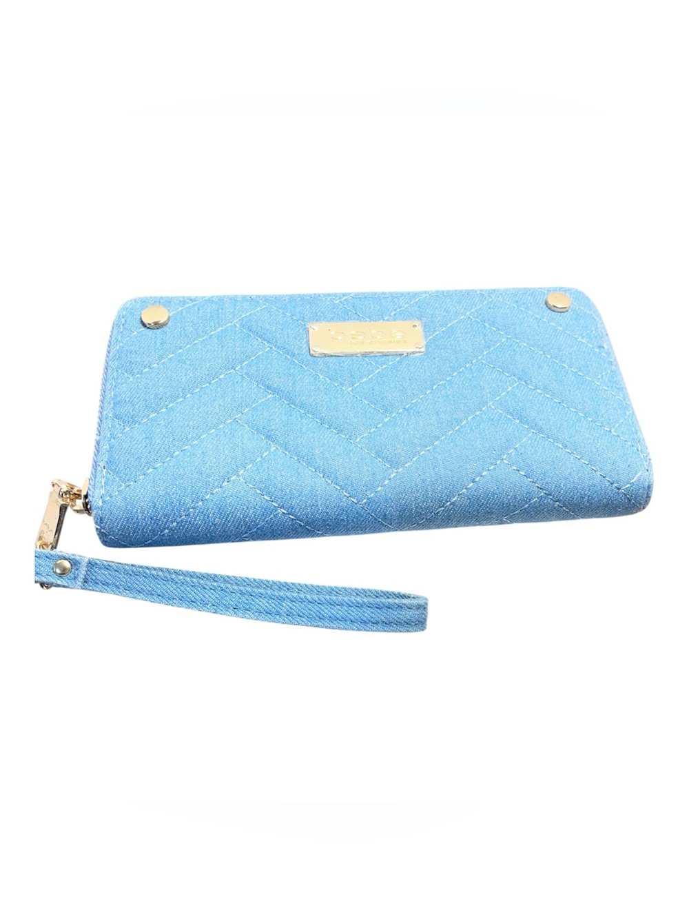 BEBE Blue Chevron Denim Zip Around Wristlet Wallet - NWT **